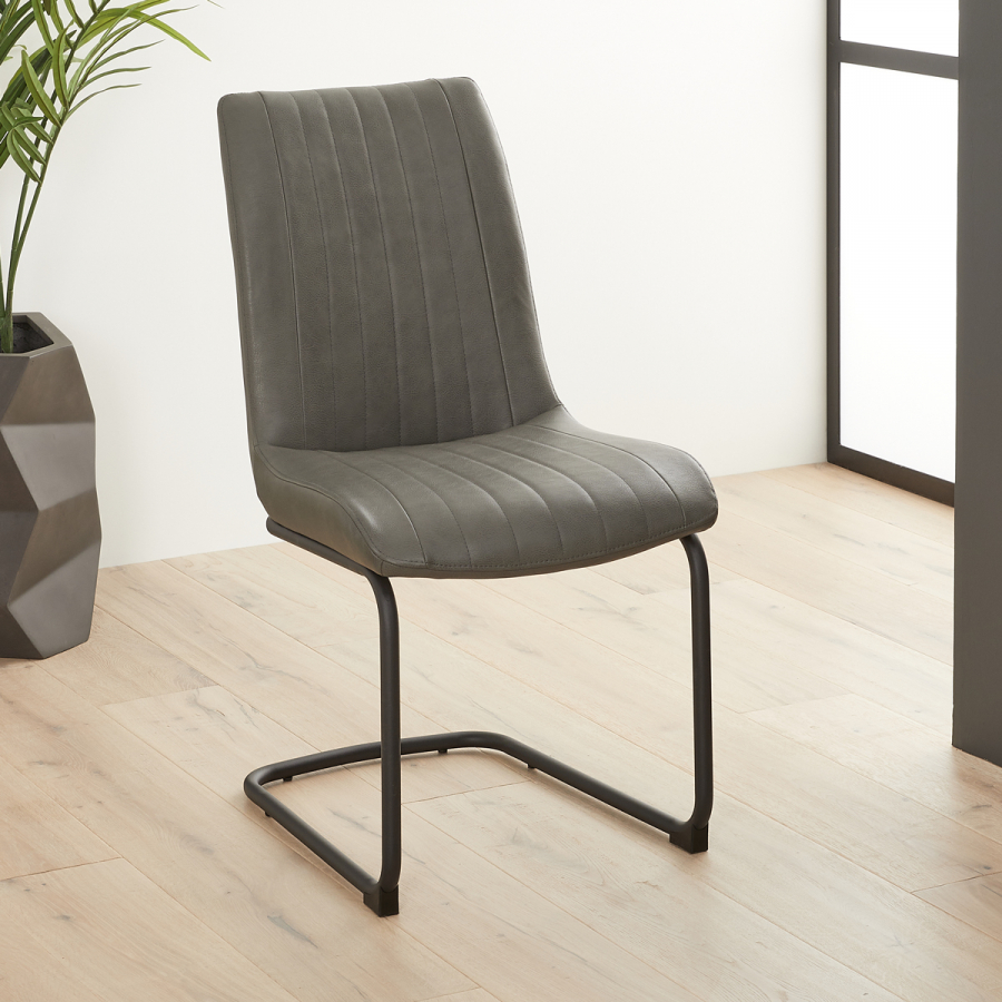 Leon Dining Chair – Grey Faux Leather