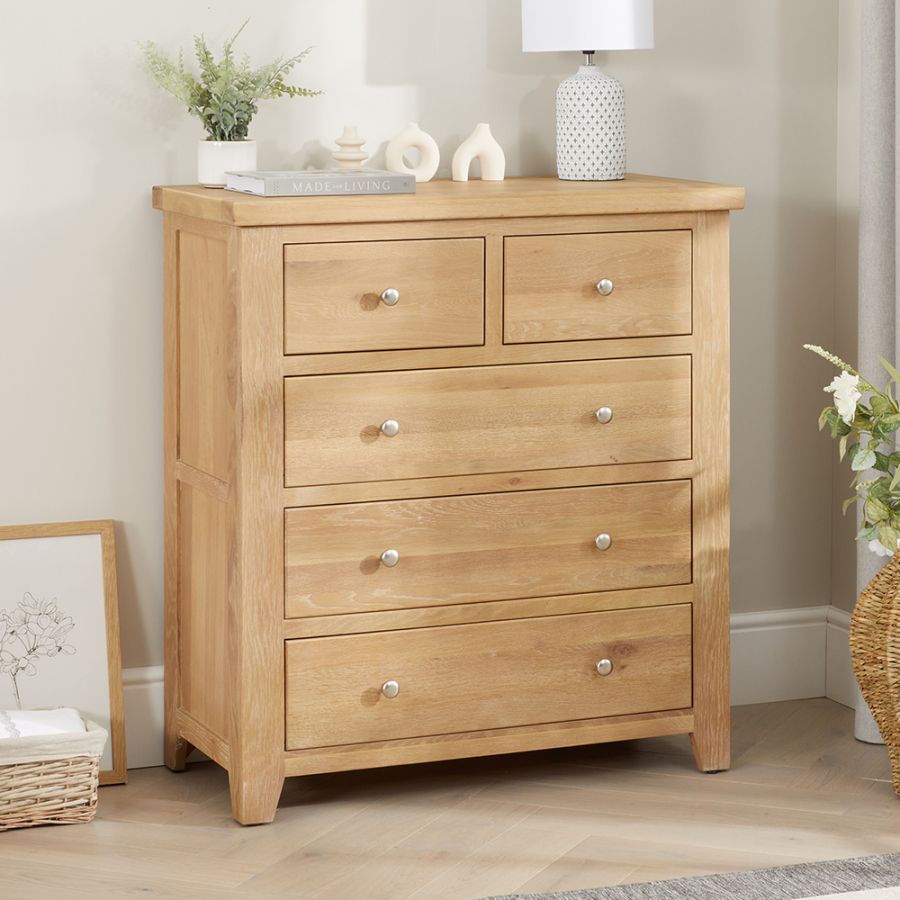 Cheshire Weathered Limed Oak 2 over 3 Drawer Chest