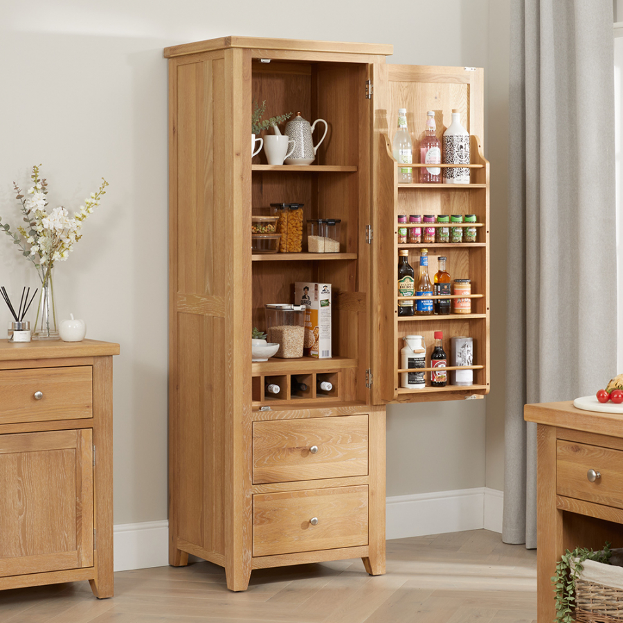 Cheshire Weathered Limed Oak Single Kitchen Larder Pantry Cupboard