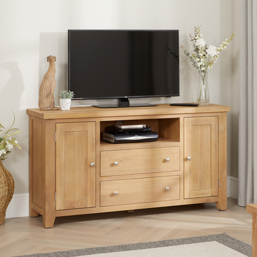 Cheshire Weathered Limed Oak Large TV Unit Sideboard