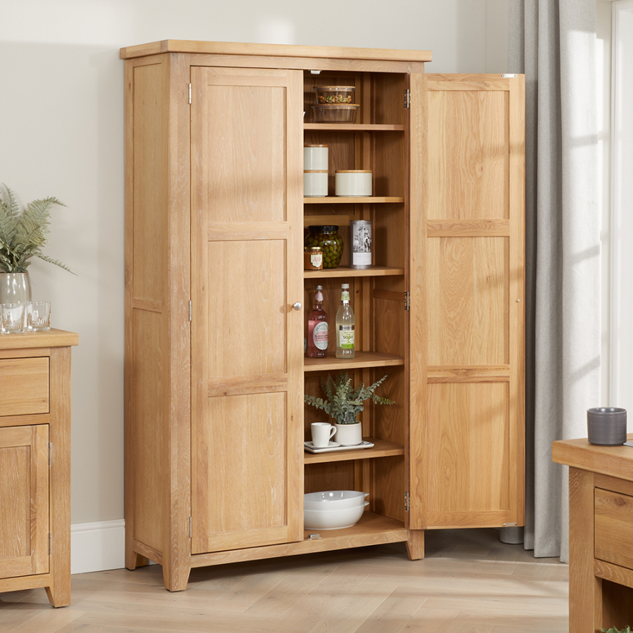 Cheshire Weathered Limed Oak Double Shaker Kitchen Pantry Cupboard