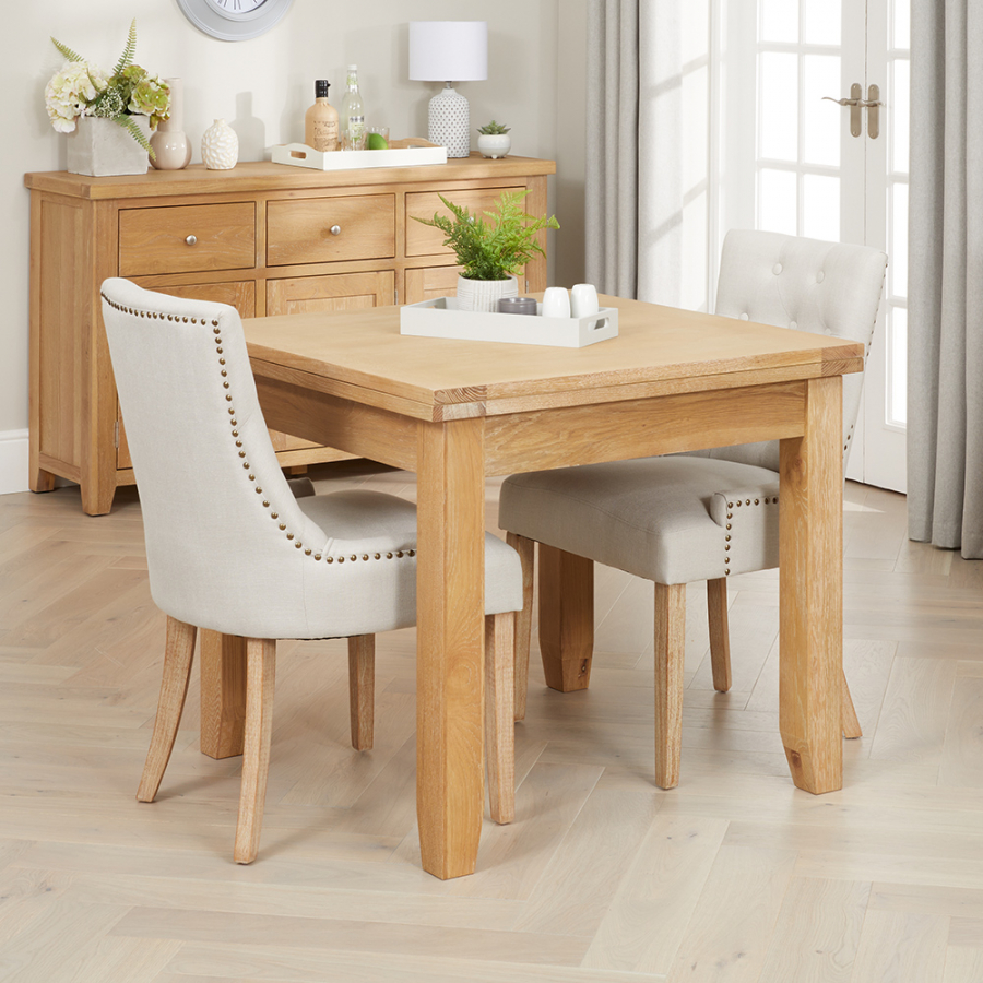 Cheshire Weathered Limed Oak Flip Top Dining Table + 2 Scoop Chair Set