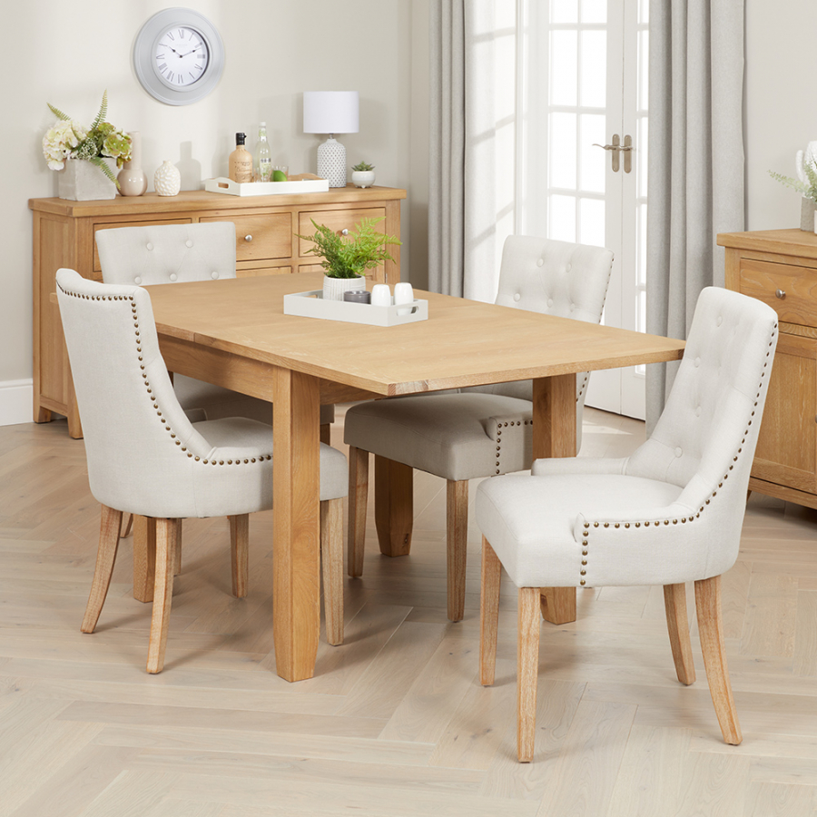 Cheshire Weathered Limed Oak Flip Top Dining Table + 4 Scoop Chair Set