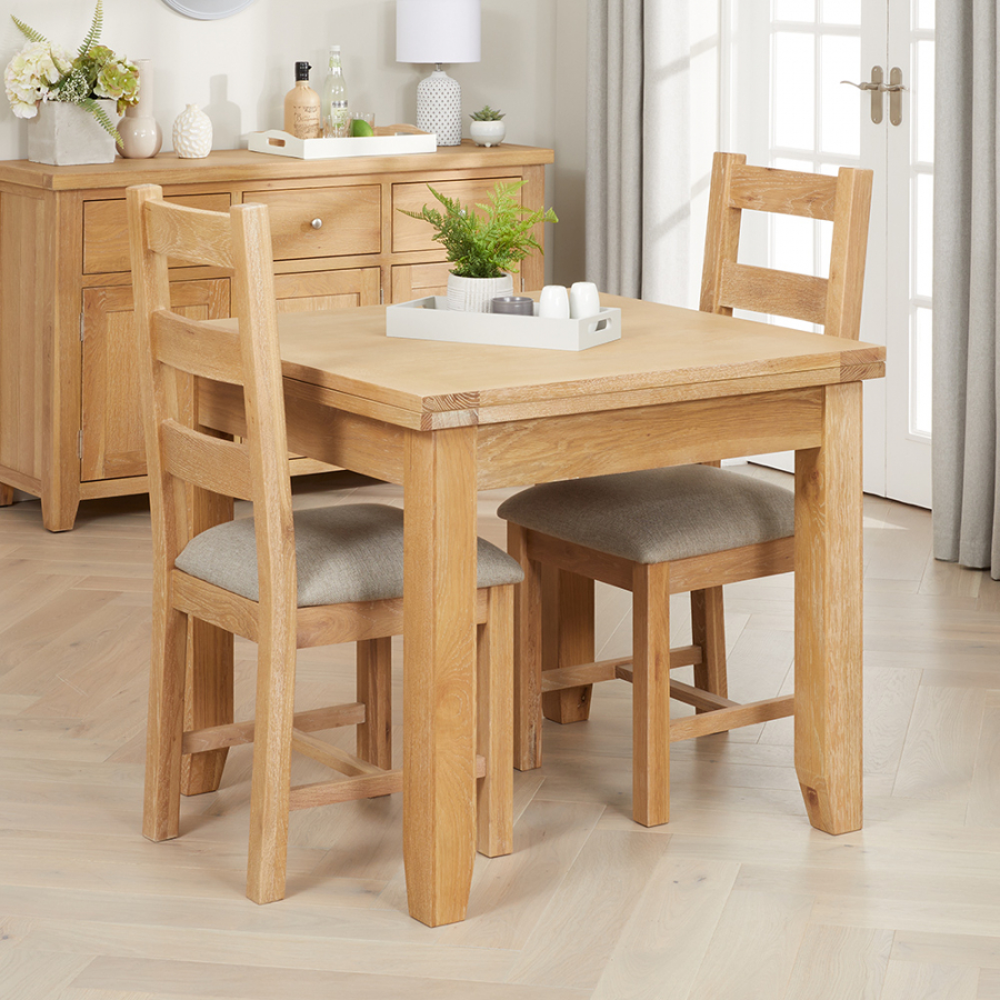 Cheshire Weathered Limed Oak Flip Top Dining Table + 2 Ladder Back Chair Set