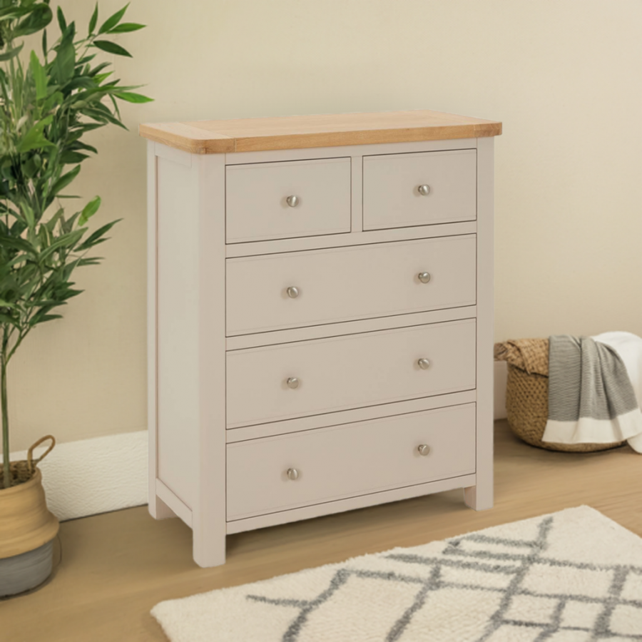 Marbury Putty Grey Painted 2 over 3 Drawer Chest