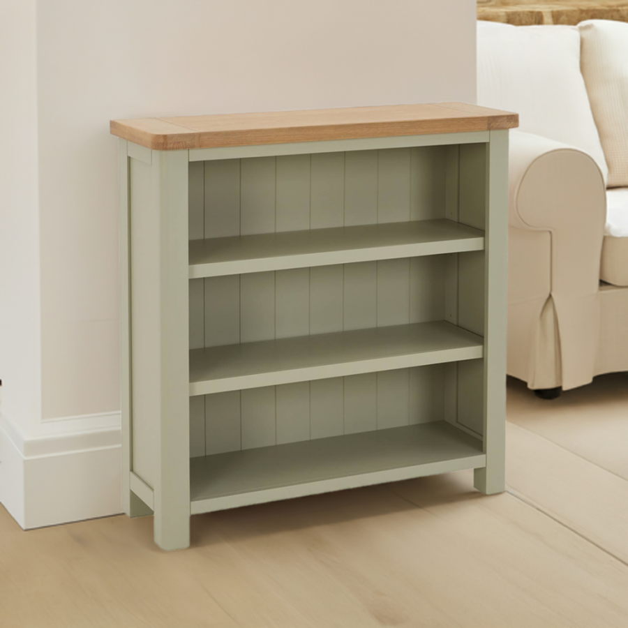 Marbury Sage Green Painted Small Low Bookcase