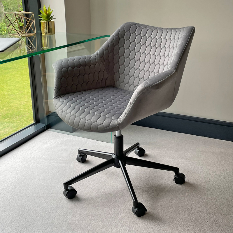 Milo Grey Velvet Office Chair