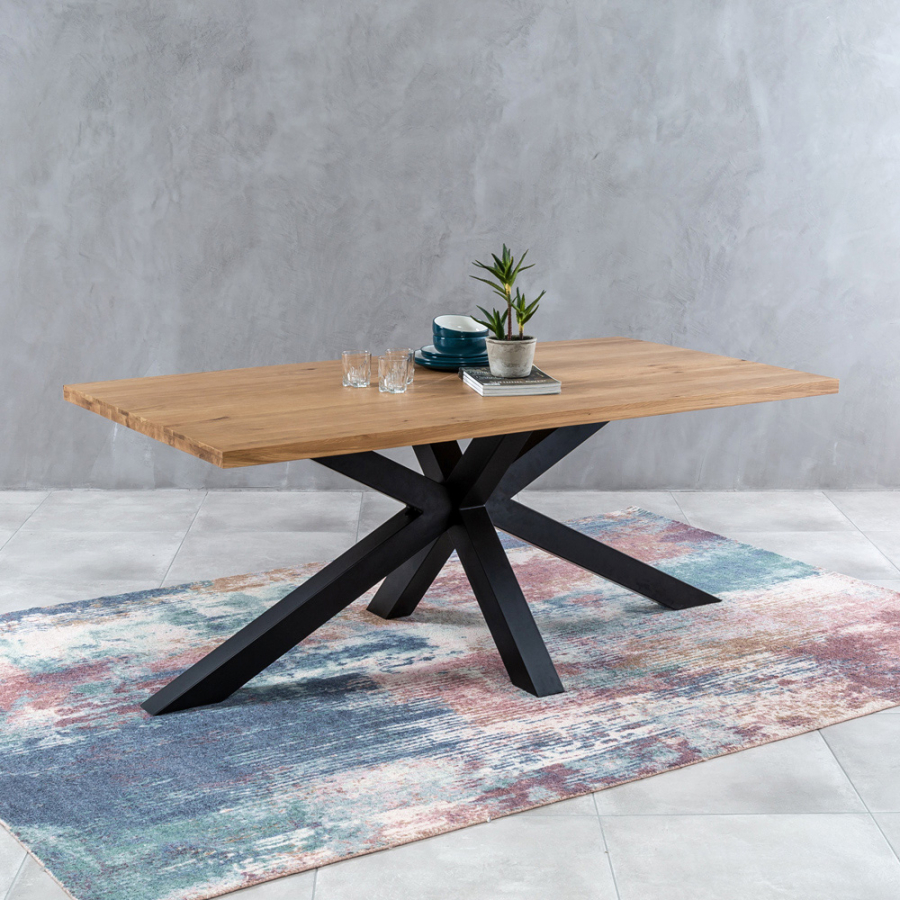 Metro Industrial Oak Medium 1.9m Starburst Dining Table – 6 to 8 Seat