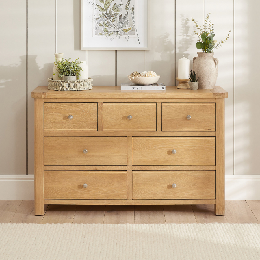 Marbury Oak 3 over 4 Drawer Wide Chest