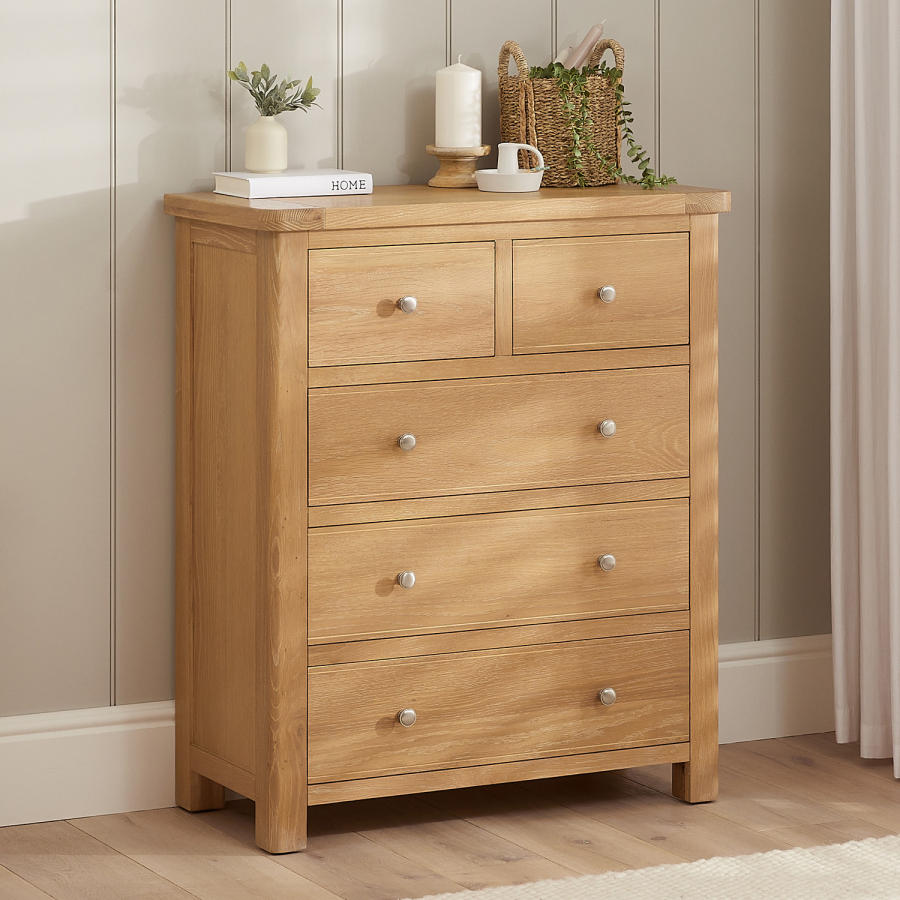 Marbury Oak 2 over 3 Drawer Chest