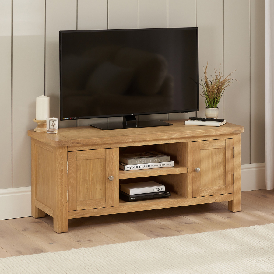 Marbury Oak Widescreen TV Unit Stand – Up to 60” TV Size