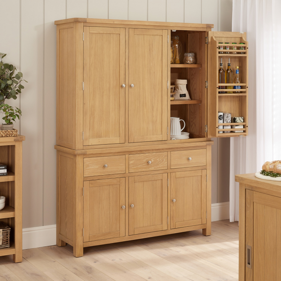 Marbury Oak Triple Kitchen Larder Pantry Cupboard