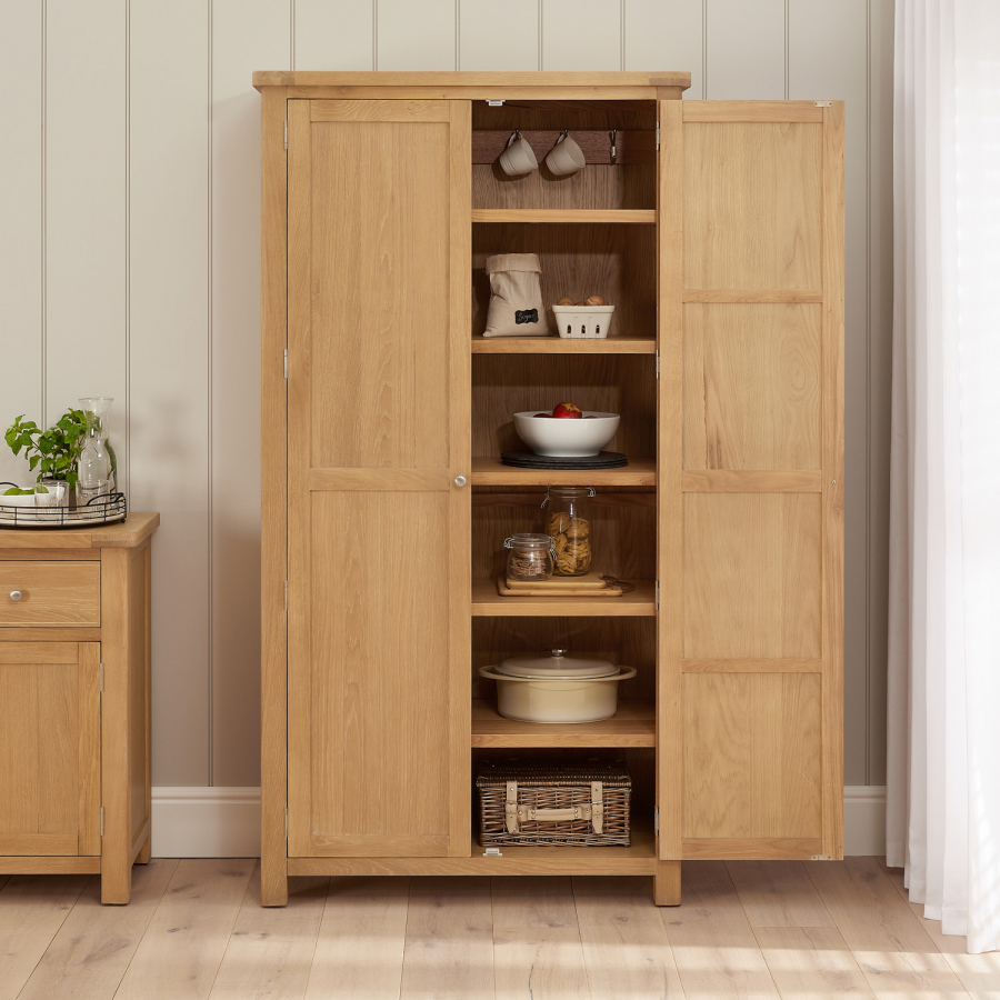 Marbury Oak Double Shaker Kitchen Pantry Cupboard