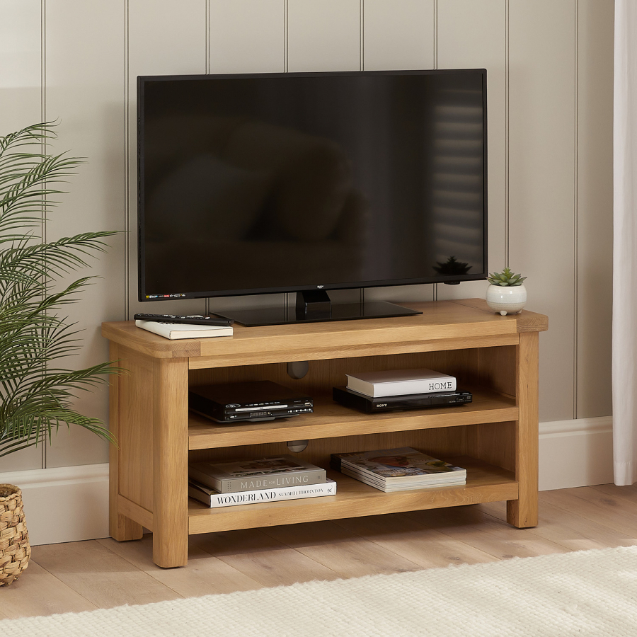 Marbury Oak Small TV Unit Stand – Up to 50” TV Size