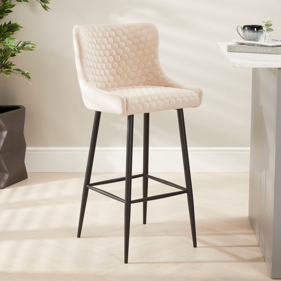 Paloma Honeycomb Bar Stool – Champagne Velvet