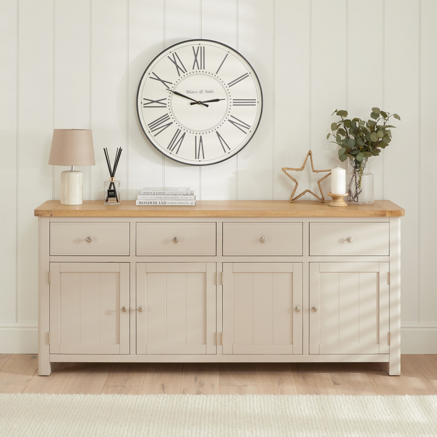 Marbury Putty Grey Painted Extra Large 4 Drawer 4 Door Sideboard