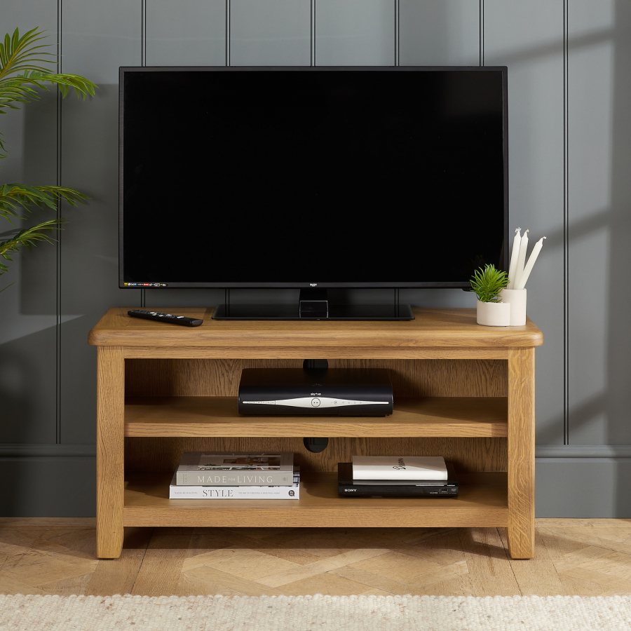 Cotswold Rustic Smoked Oak Small TV Unit – Up to 50” TV Size