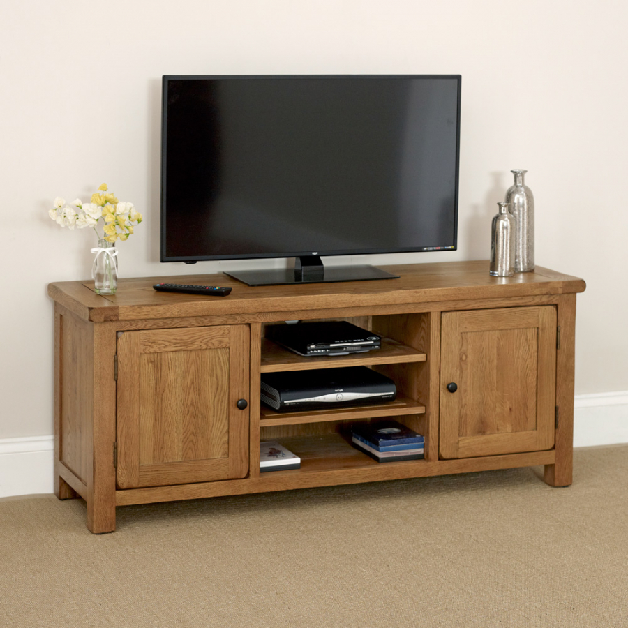 Rustic Oak Widescreen TV Unit Cabinet - Up to 60" TV Size