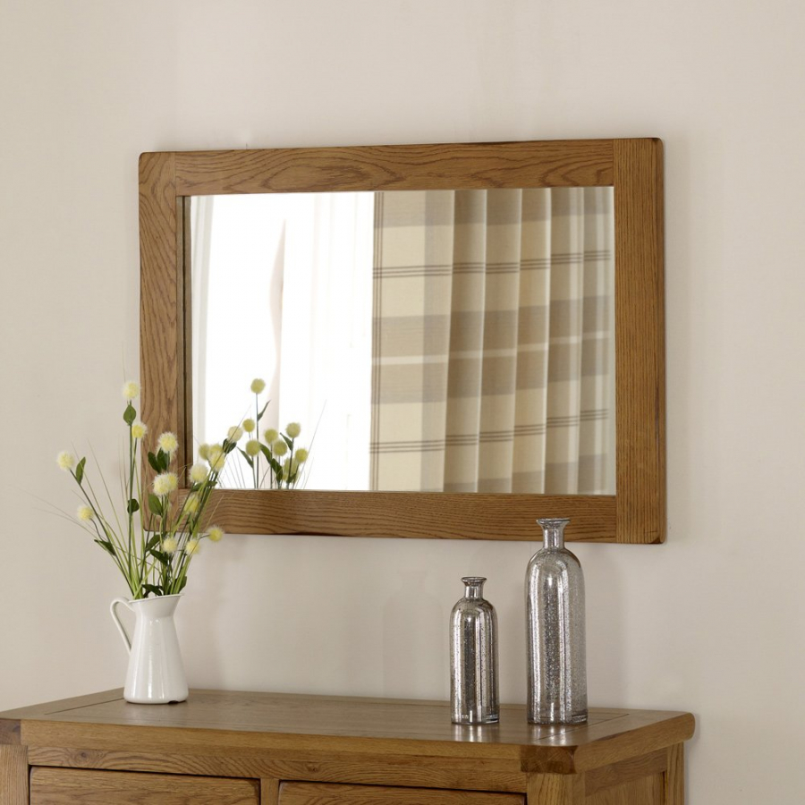 Rustic Oak Medium Wall Mirror - 90cm x 60cm