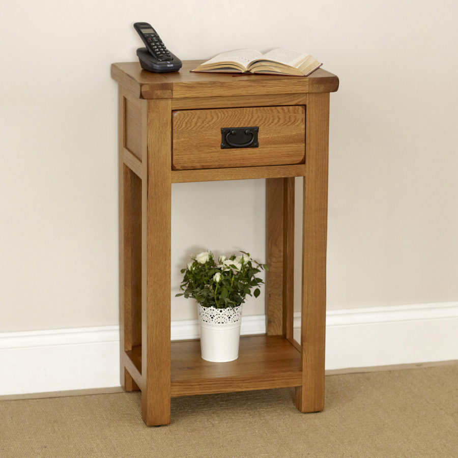 Rustic Oak Small Hall Console Table