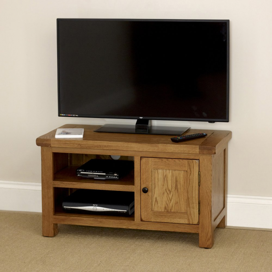 Rustic Oak Small Compact TV Unit Cabinet - Up to 45" TV Size