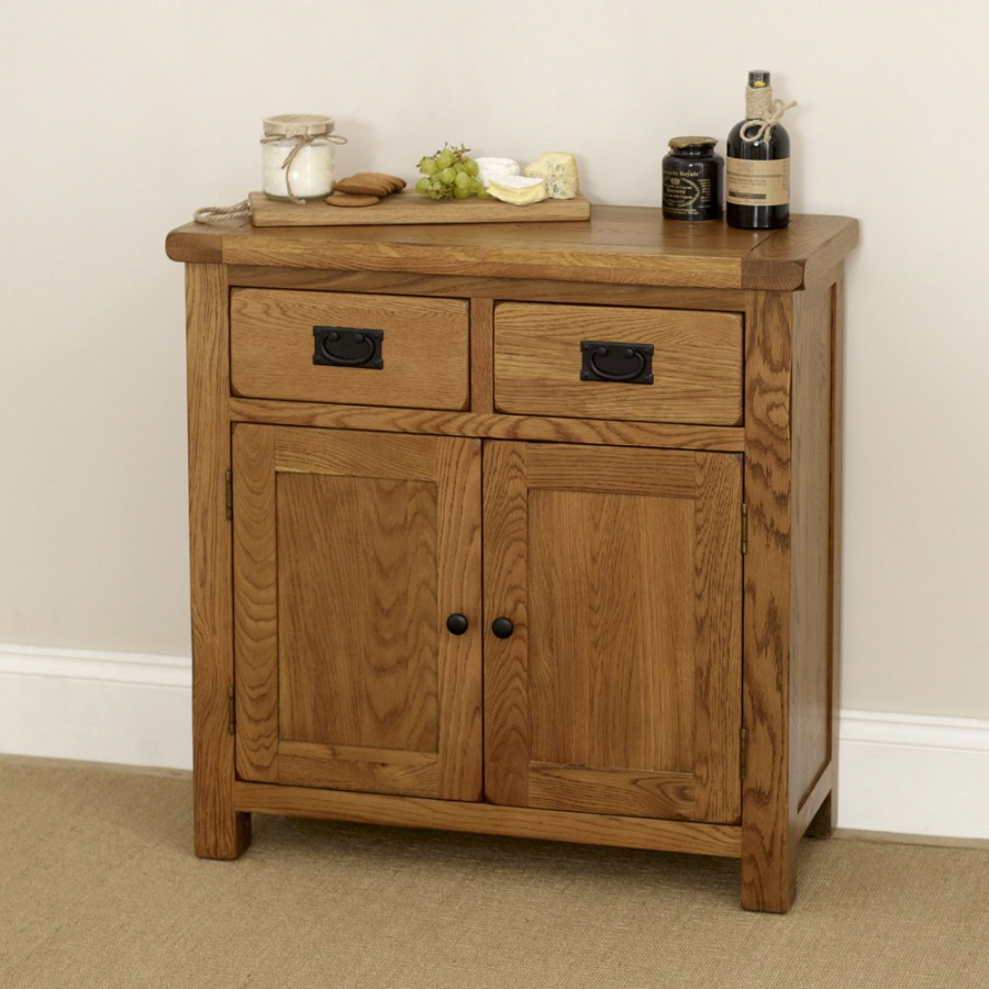 Rustic Oak Mini 2 Drawer 2 Door Sideboard