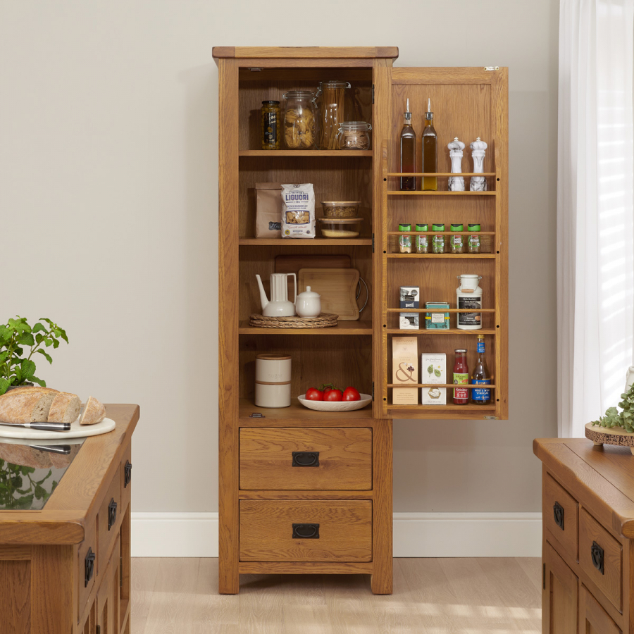 Rustic Oak Single Kitchen Larder Pantry Cupboard