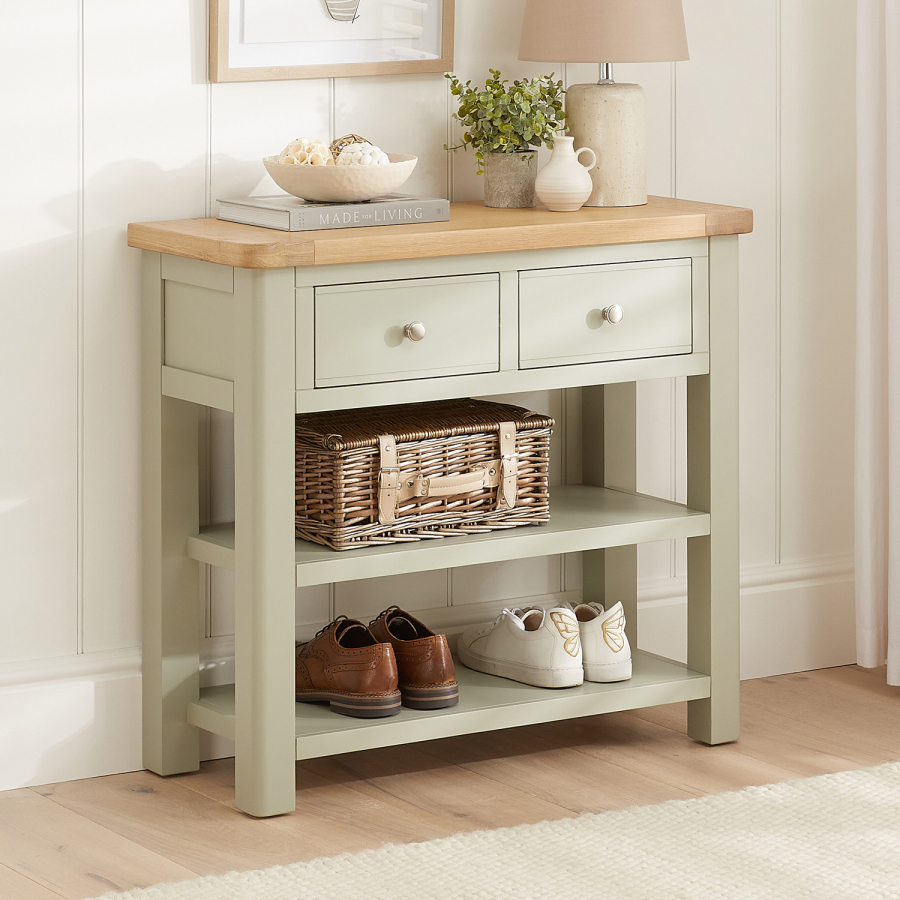 Marbury Sage Green Painted 2 Drawer Hall Console Table