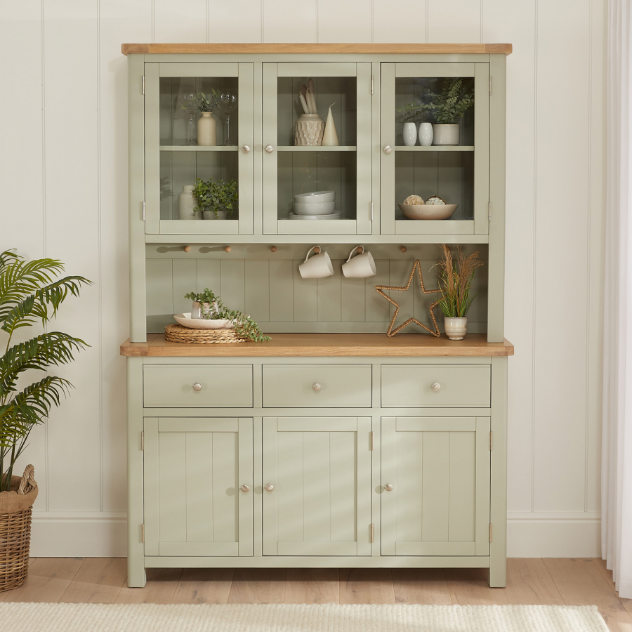 Marbury Sage Green Painted Large Glazed Dresser Sideboard