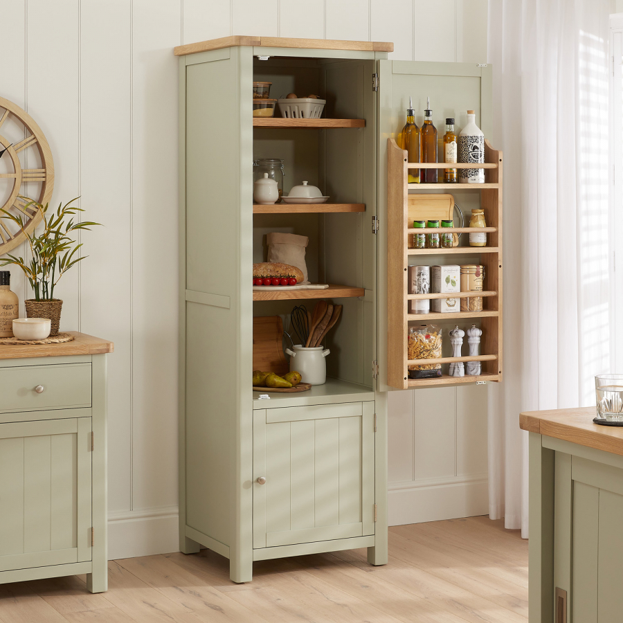 Marbury Sage Green Painted Single Kitchen Larder Pantry Cupboard