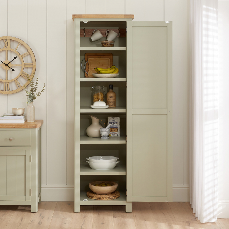 Marbury Sage Green Painted Single Shaker Kitchen Pantry Cupboard