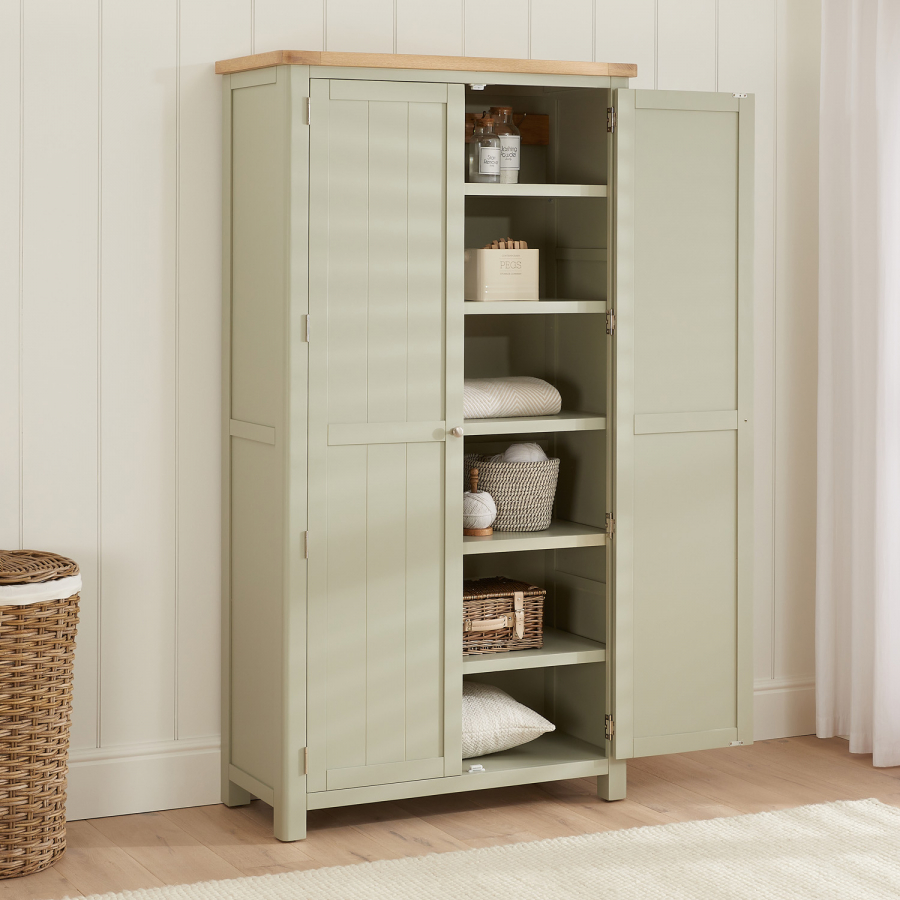 Marbury Sage Green Painted Double Shaker Linen Cupboard