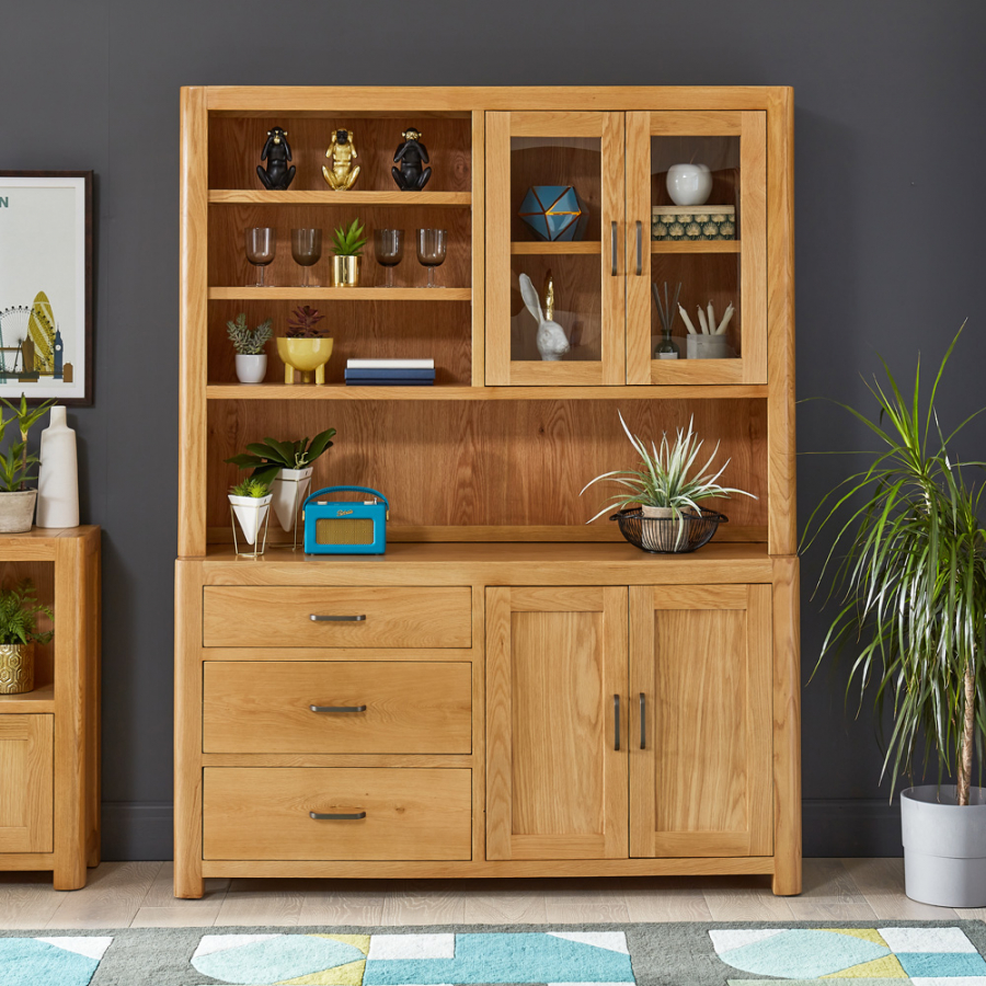 Soho Oak Large Glazed Dresser