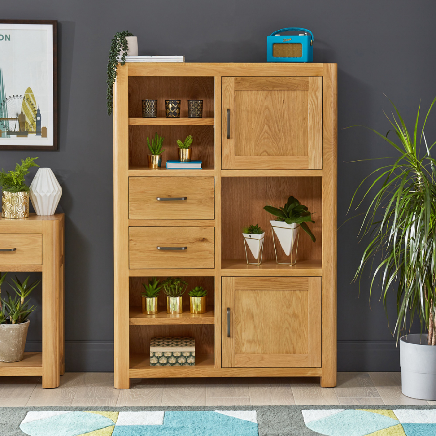 Soho Oak Tall Open Display Shelf Unit 