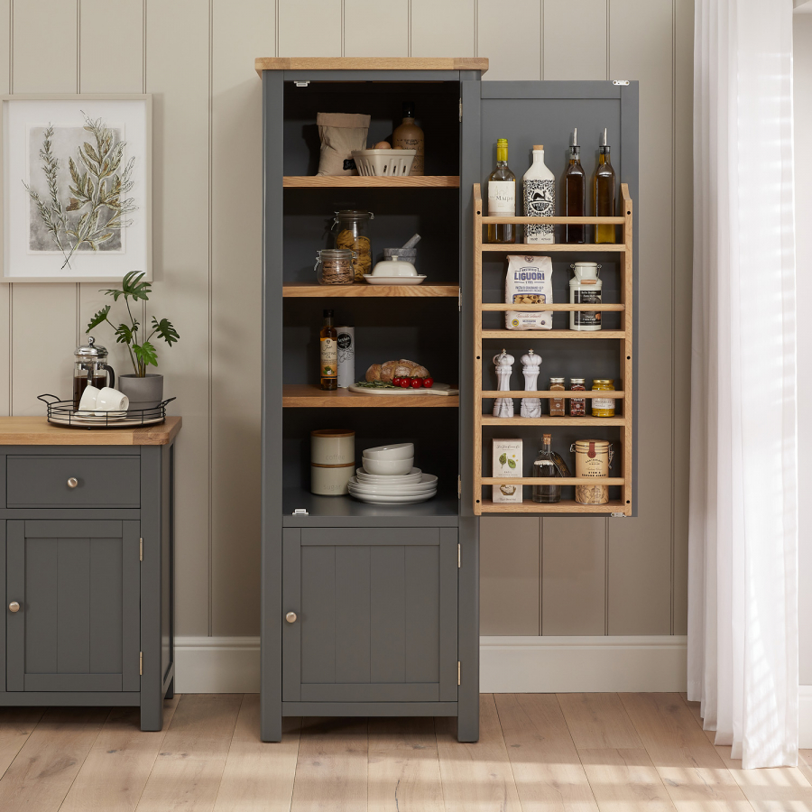 Marbury Slate Grey Painted Single Kitchen Larder Pantry Cupboard