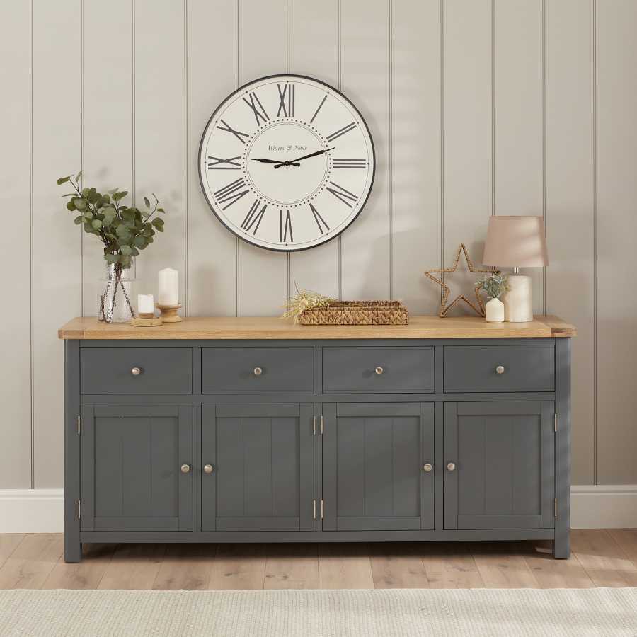 Marbury Slate Grey Painted Extra Large 4 Drawer 4 Door Sideboard