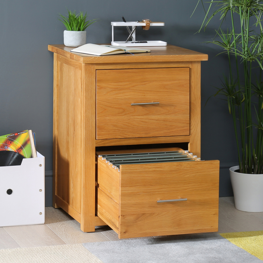 London Oak 2 Drawer Filing Cabinet