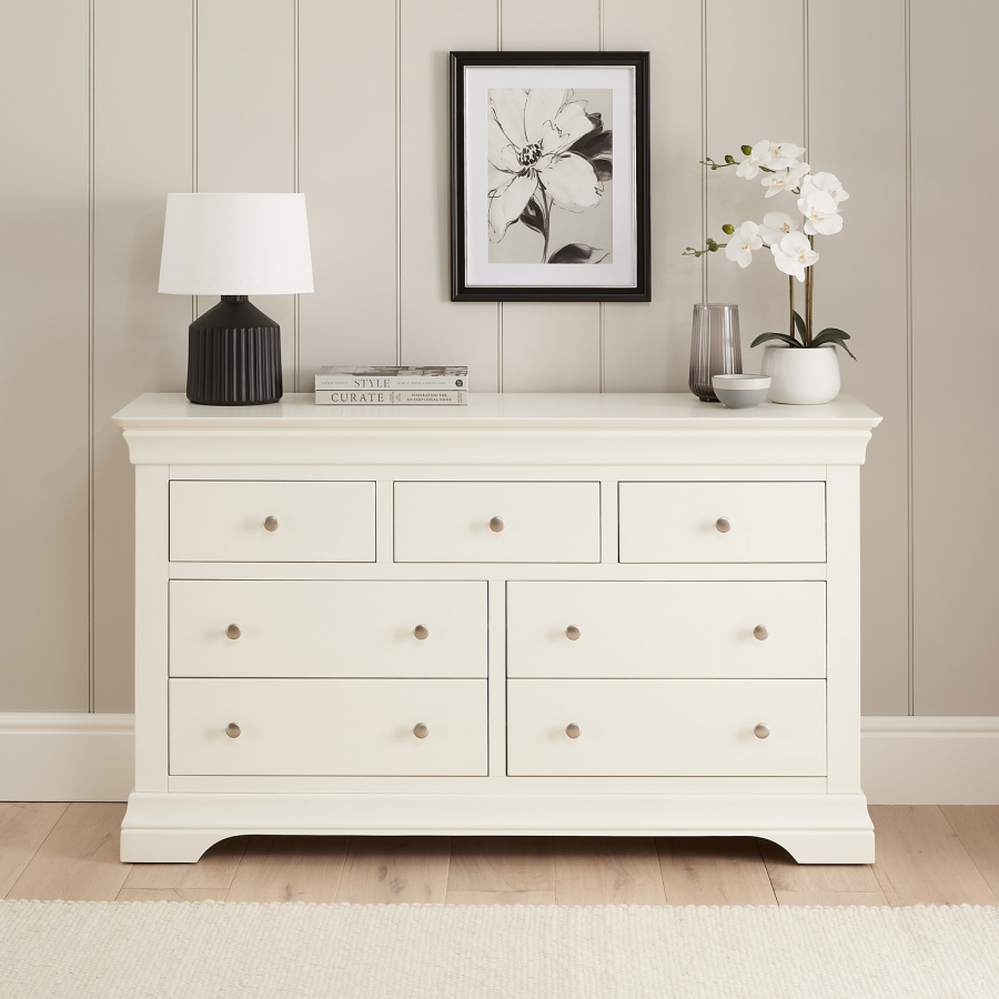 Wilmslow White Painted Large Wide 3 over 4 Chest of Drawers