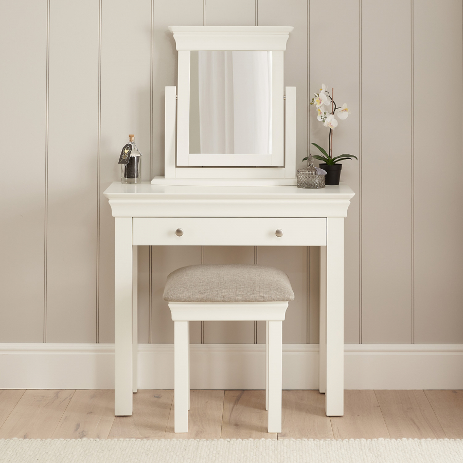 Wilmslow White 1 Drawer Dressing Table Set with Mirror & Stool