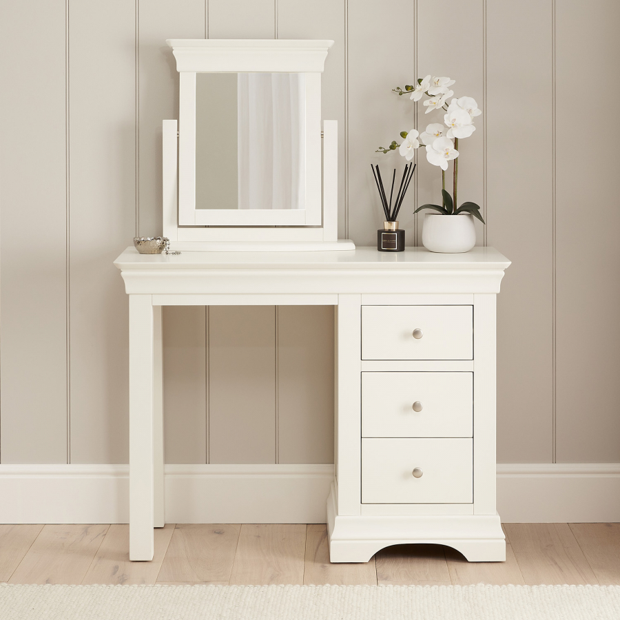 Wilmslow White Single Pedestal Dressing Table Set with Mirror