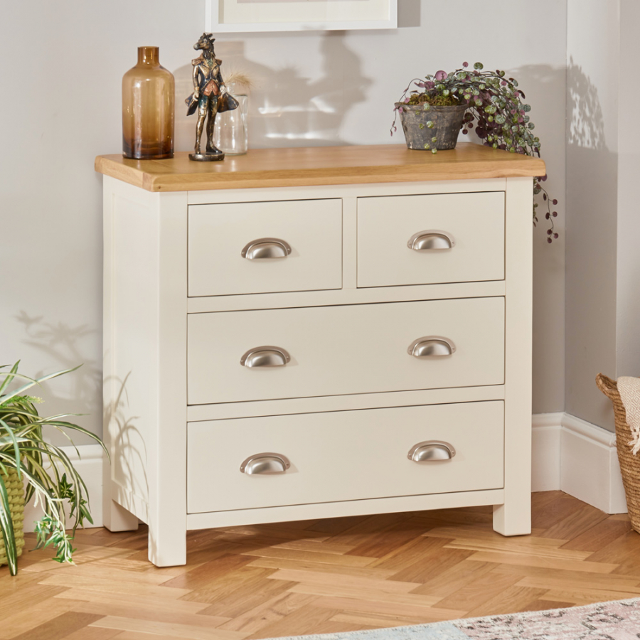 Cotswold Cream Painted 2 Over 2 Drawer Chest of Drawers