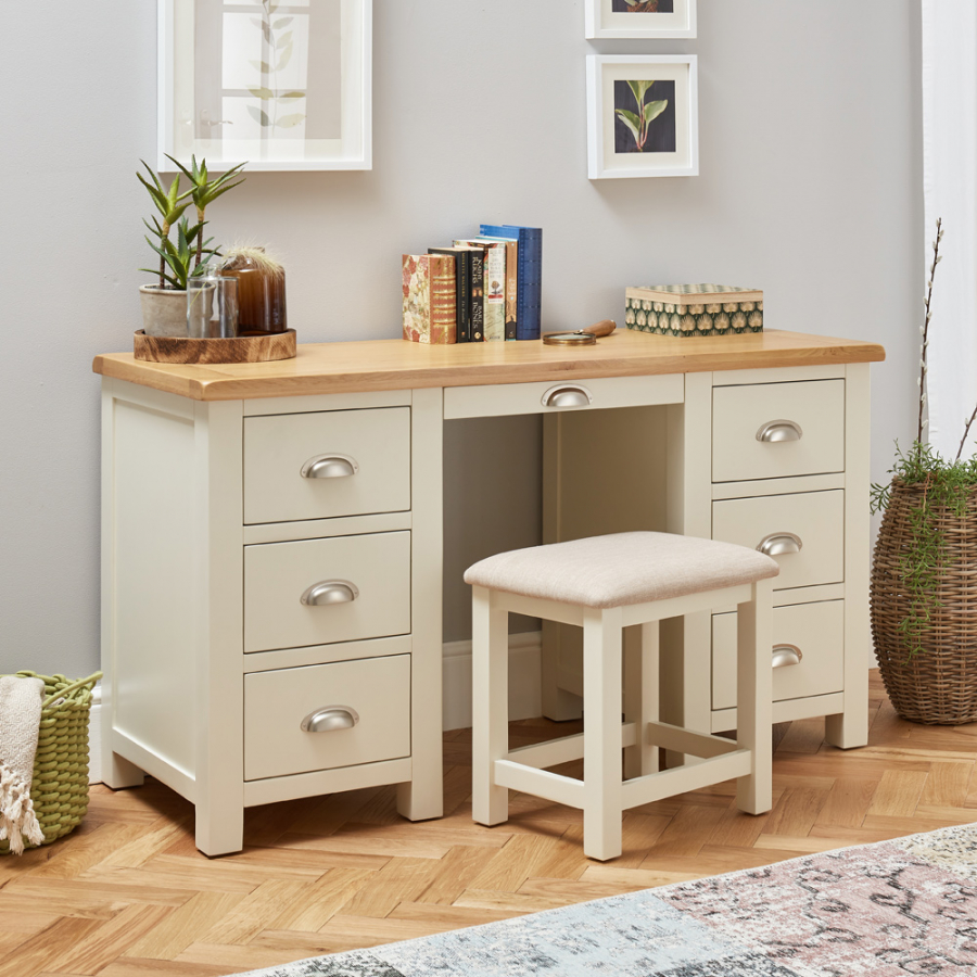 Cotswold Cream Twin Pedestal Dressing Table Set with Stool