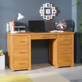 London Solid Oak Large Twin Pedestal Desk The Furniture Market