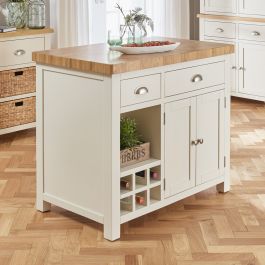 Cotswold Cream Painted Kitchen Island with Solid Oak Top | The