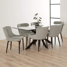 Cotswold Charcoal Grey 2.2m Dining Table and 8 Light Grey Scoop Chairs