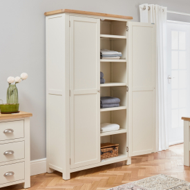 Cotswold Cream Painted Double Linen Storage Shaker Cupboard