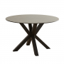 Starburst 120cm Round Grey Ceramic Dining Table with Black Legs – 4 Seater