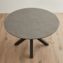 Starburst 120cm Round Grey Ceramic Dining Table with Black Legs – 4 Seater