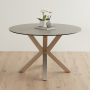 Starburst 120cm Round Grey Ceramic Dining Table with Satin Legs – 4 Seater