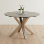 Starburst 120cm Round Grey Ceramic Dining Table with Satin Legs – 4 Seater